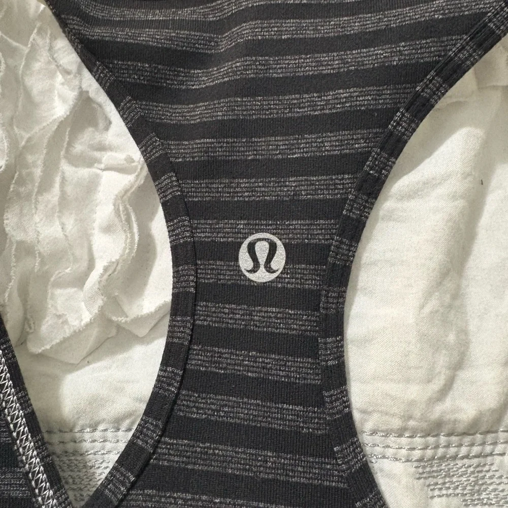 lululemon athletica Black and Gray Striped Racerback Tank Top